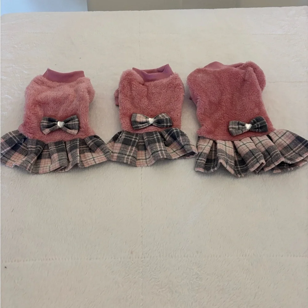 Pink Plaid Dog Sweater Dress